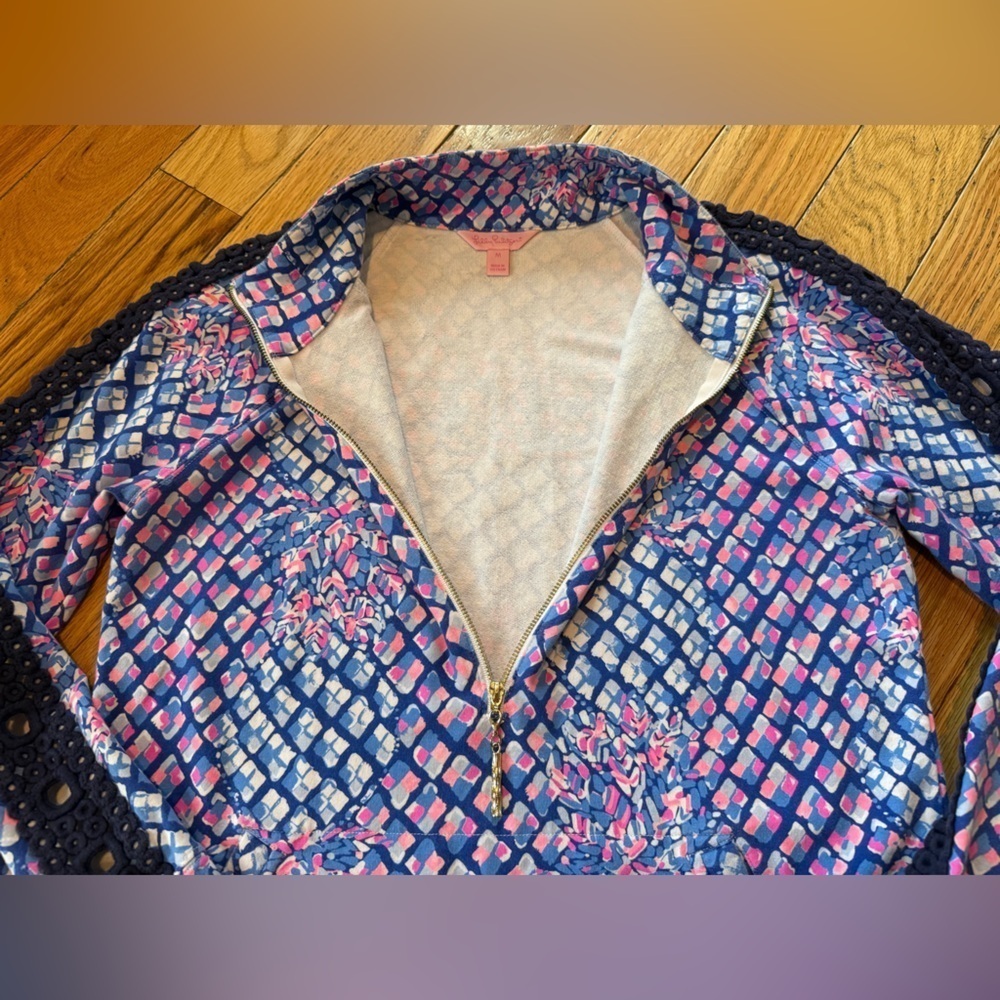 Lilly Pulitzer UPF 50+ Skipper Popover Multi Royal Purple Jacket Women’s Size M - Picture 5 of 15